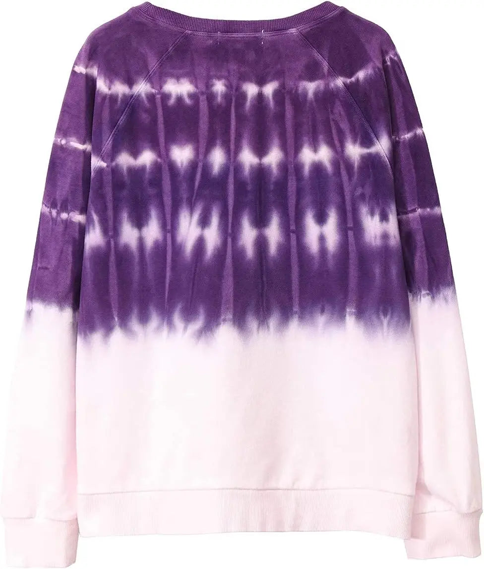 Women's Sweatshirt Tie Dye Long Sleeve Casual Crewneck Pullover Top Autumn Color Tie Dye Sweatshirt Hoodie