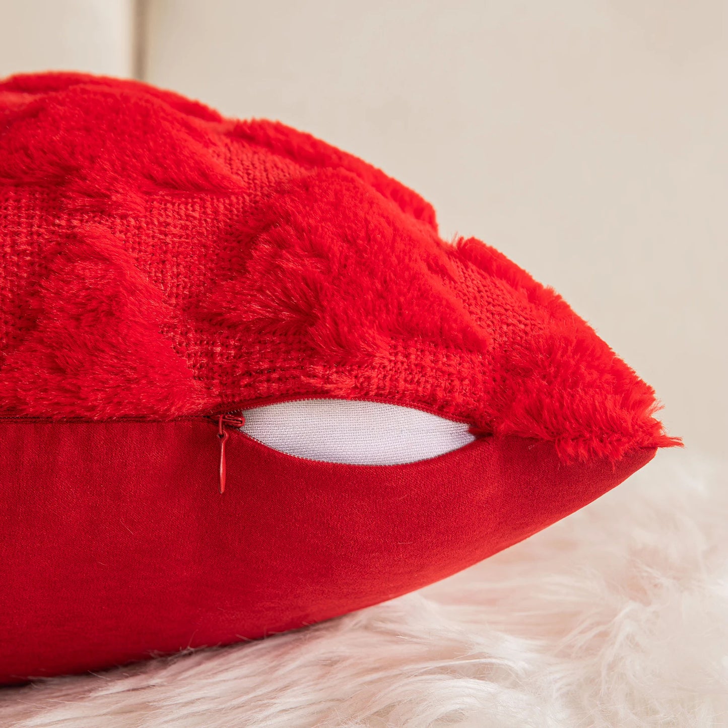 1/2 Pack Christmas Tree Square Throw Pillow Cases Snowflake Shaggy Plush PillowCases Embroidered Sofa Cushion Cover Home Decor