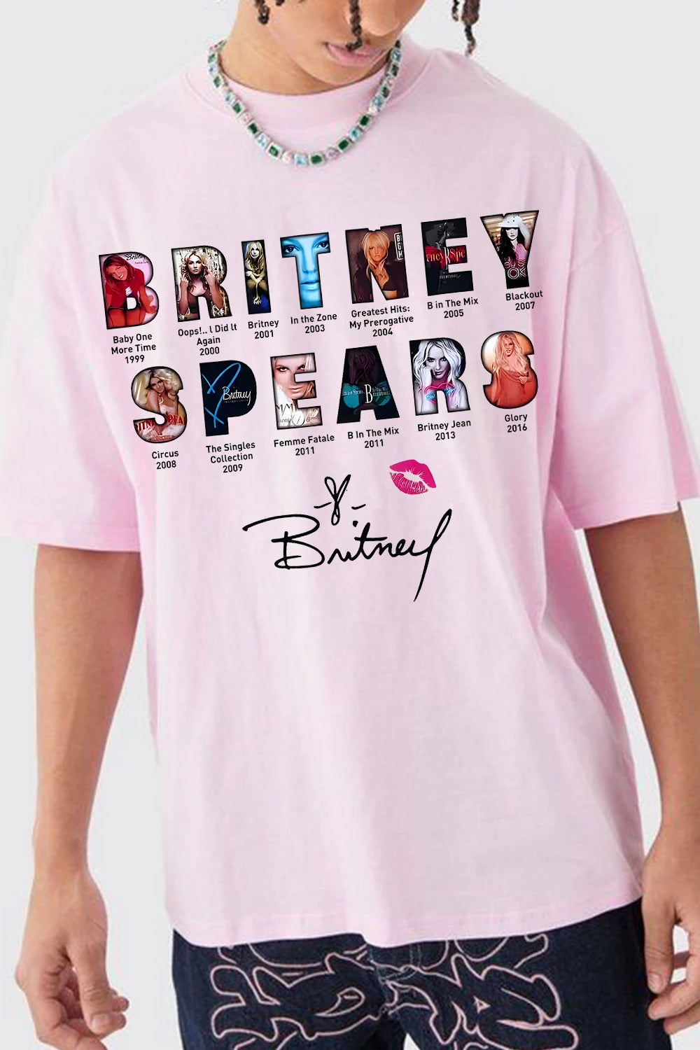 Britney Spears Men's Oversized Tee Shirt Vintage Street Hip Hop Y2k High Quality T-Shirt Cotton Streetwear Female Male Clothing