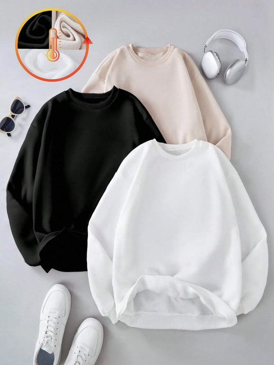 2026 Winter Womens Solid Hoodies Basic Warm Fleece Sweatshirt Soft Breathable O-Neck Pullover Casual Oversize Female Clothes