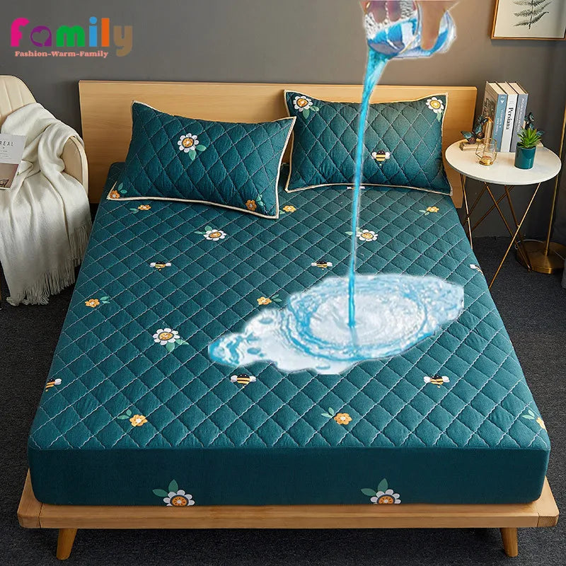 Waterproof Quilted Fitted Sheet Prevent Urine Wetting Mattress Cover Queen King Water Proof Bed Sheet Mattress Protector 160x200