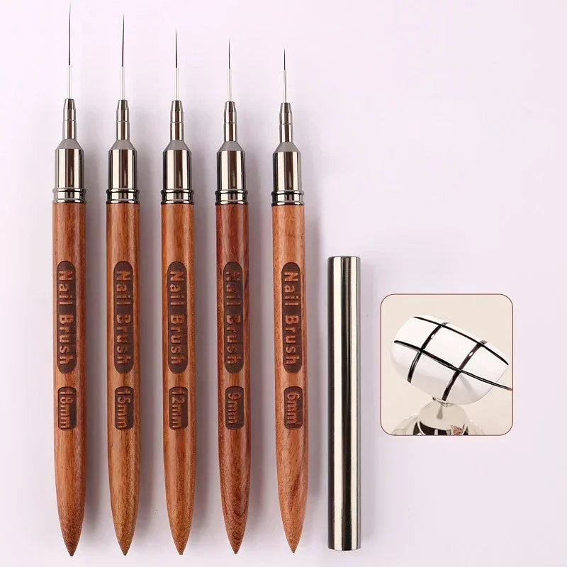 Nail Brush Wood Handle Gel Nail Art Liner DIY Painting Brush Drawing Lines Stripe Flower Painting Pen UV Gel Manicure Salon Tool