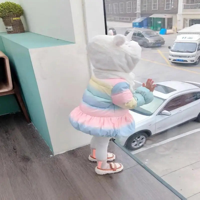 Girls' Cotton Clothing Winter Clothing 2025 New Stylish Korean Version Children's Clothing Kawaii Casual Coat Set Fashion Padded