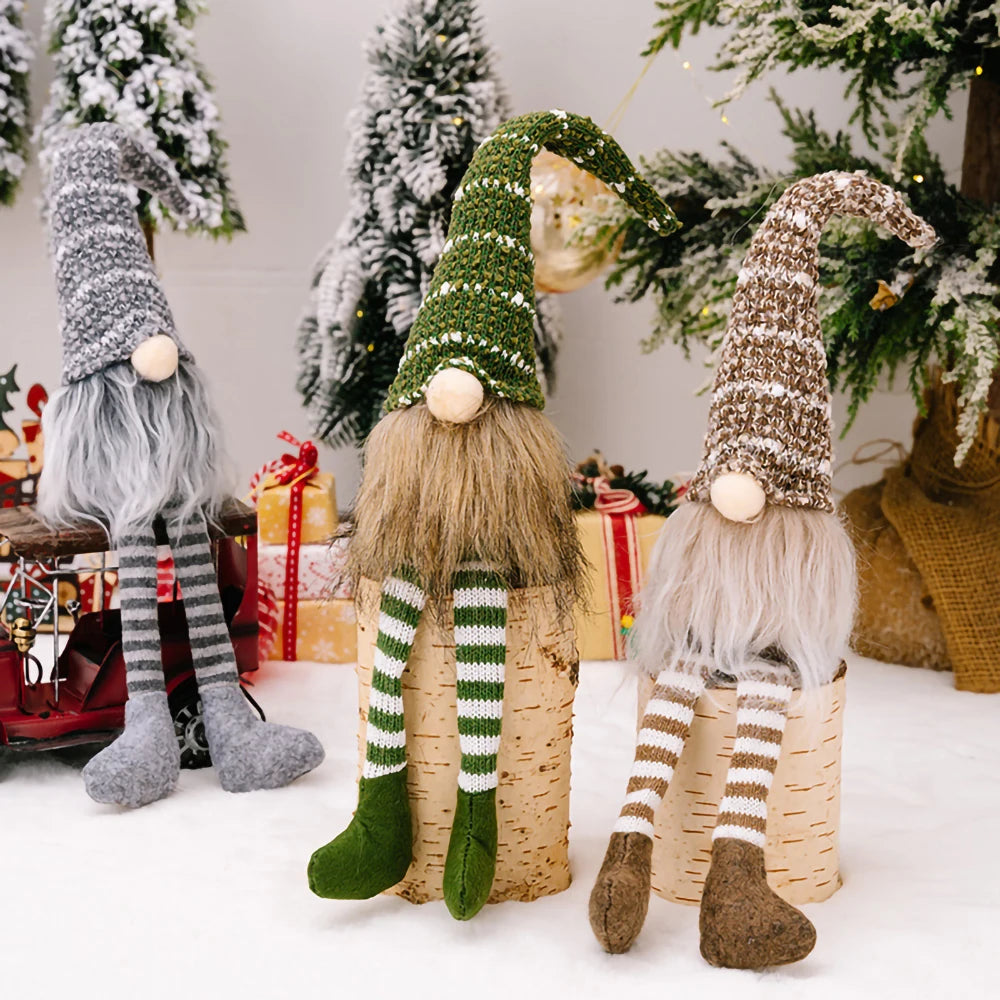 Christmas Faceless Doll Long-Legged Knitted Hat Gnomes Plush Elf Ornaments Merry Xmas Home Decoration 2024 Happy New Year Gift