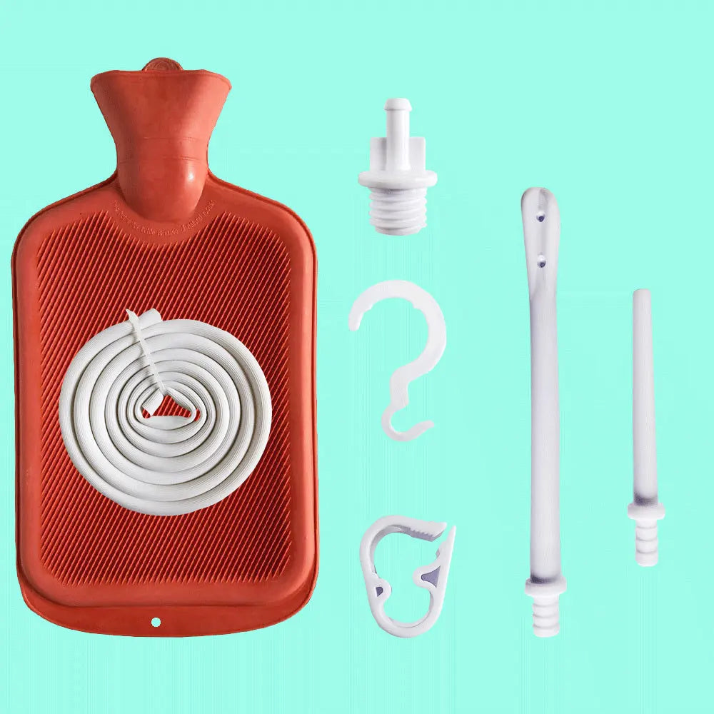 Enema Kit for Colon Detox Cleanse Enemas Enema Bag Long Silicone Hose 5 Multi-Size Reusable Tips Controlled Water Flow