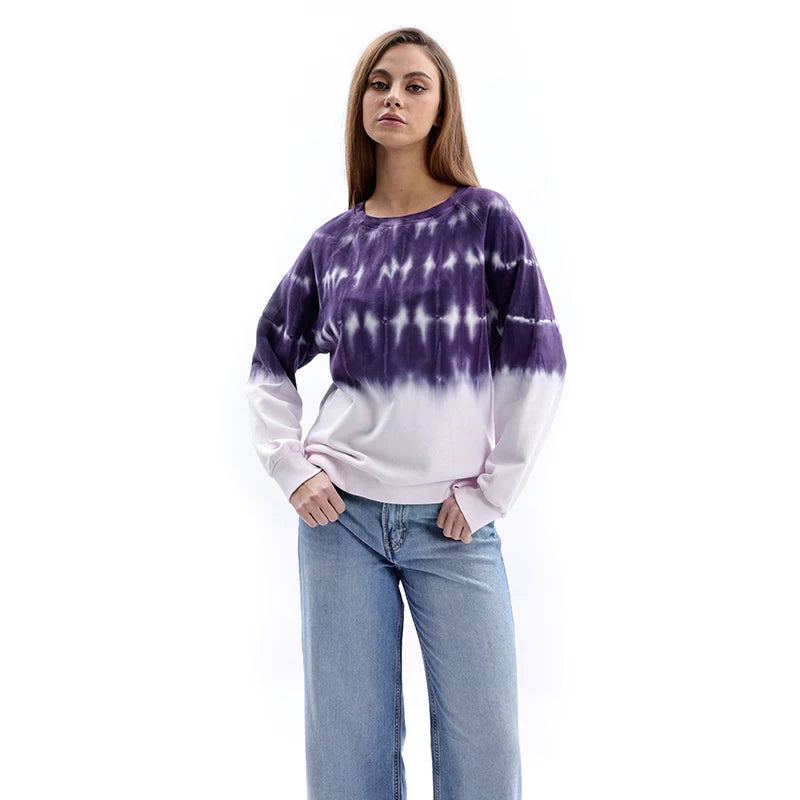 Women's Sweatshirt Tie Dye Long Sleeve Casual Crewneck Pullover Top Autumn Color Tie Dye Sweatshirt Hoodie