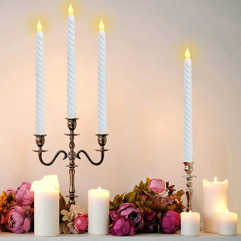 LED Flameless Taper Candles Lights Window Decorative Christmas Candles Lamp Electric Long Candles 3D-Wick Flameless Candlesticks