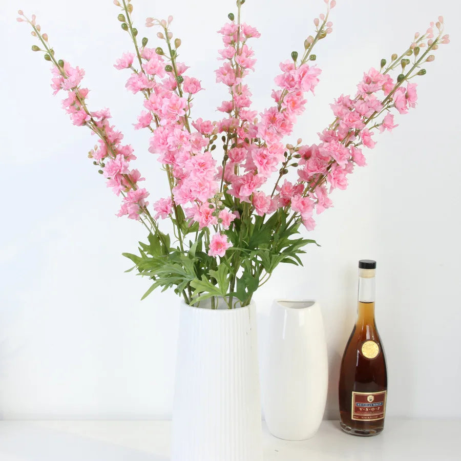 YeeNanee 32" Long Delphinium Artificial Flowers White Larkspur Silk Flowers Bulk for Tall Vase Wedding Arrangements Home Decor