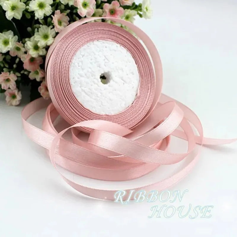 22m Long Pink Silk Satin Ribbon 10mm Wide Party Home Wedding Decoration Gift Wrapping Christmas New Year DIY Material Supplies