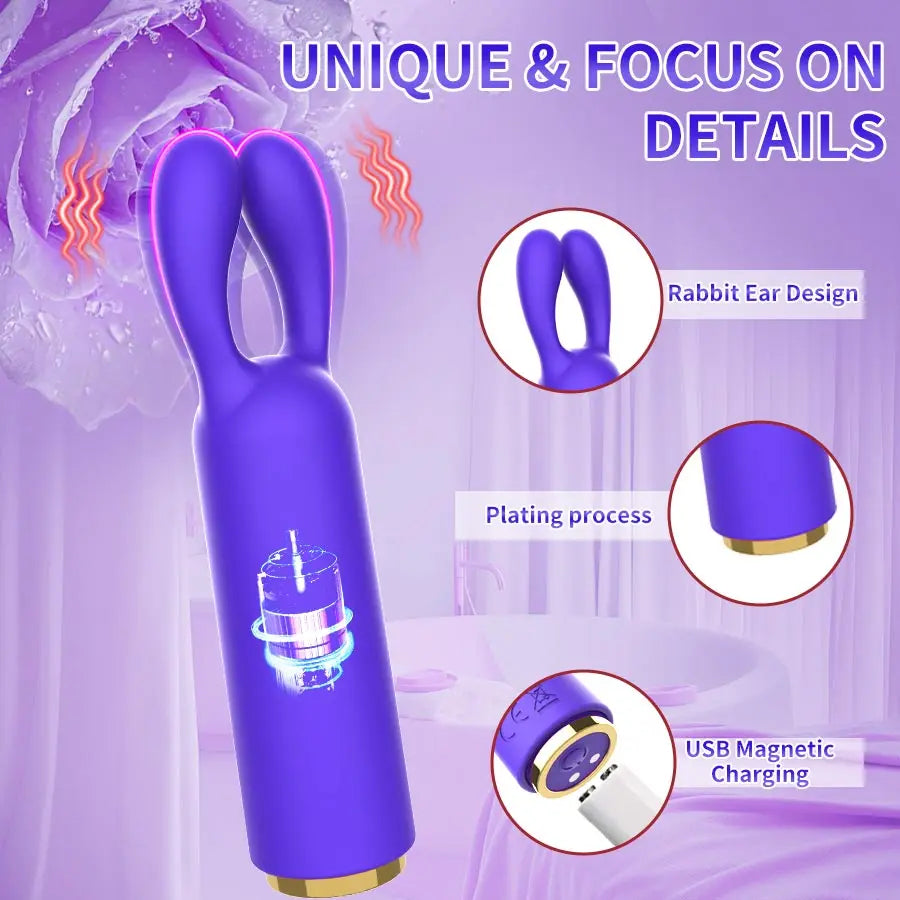 Female Clitoral Vibrator G-spot Nipple Rabbit Ear Dildo Stimulator 10 Vibration Modes Massager Adult Couple, Female Flirting Use