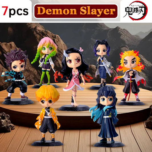 Demon Slayer figura de Anime, Nezuko, Tanjirou, Zenitsu, Inosuke, Kyoujurou, Giyuu, Kawaii, Qposket, modelo de PVC, juguetes, re