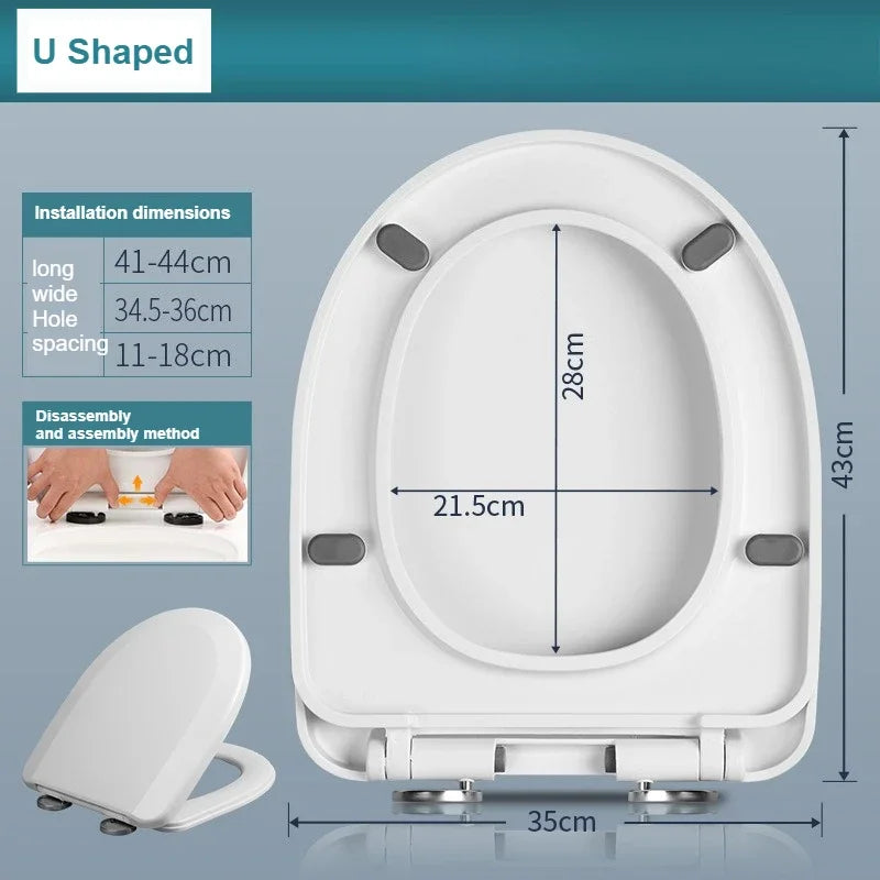 Adjustable Thickened Toilet Cover PP Slow Lowering Toilet Cover General Purpose Old Style V-U Square O Toilet Cover 1PC