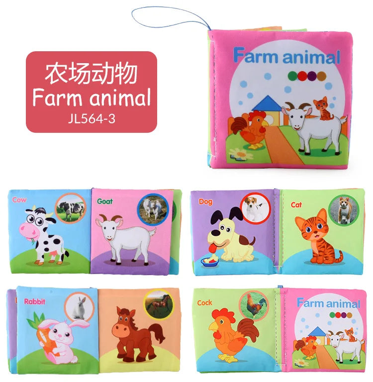 8 Page Cloth Book Infant Soft Books Cartoon Animals Numbers Food Cognitive Development Learning Early Education Toys For Kids