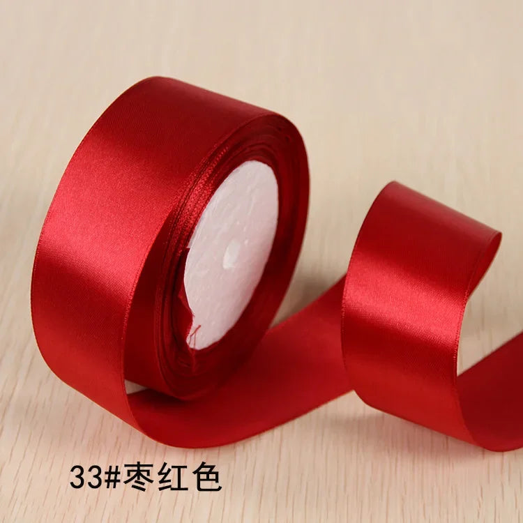 25Yards 6/10/15/20/25/40/50mm Silk Satin Ribbon Wedding Party Christmas Ribbon Flowers Gifts Decorated DIY Apparel Sewing Fabric