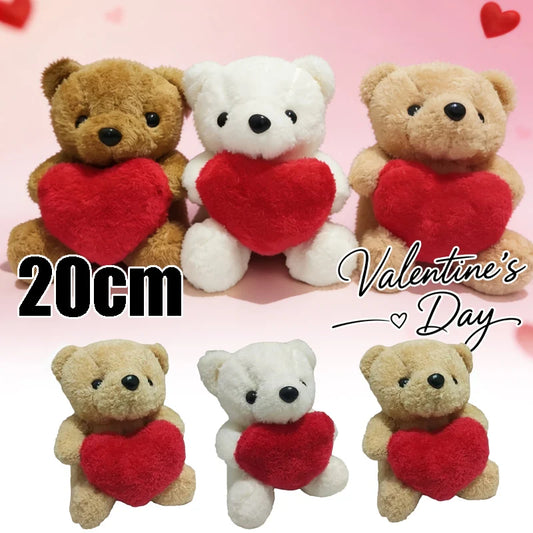 1/3/6PCS 20cm Heart Teddy Bear Plush Cuddly Stuffed Animal Holding Heart for Valentine's Day Christmas Gift Giving