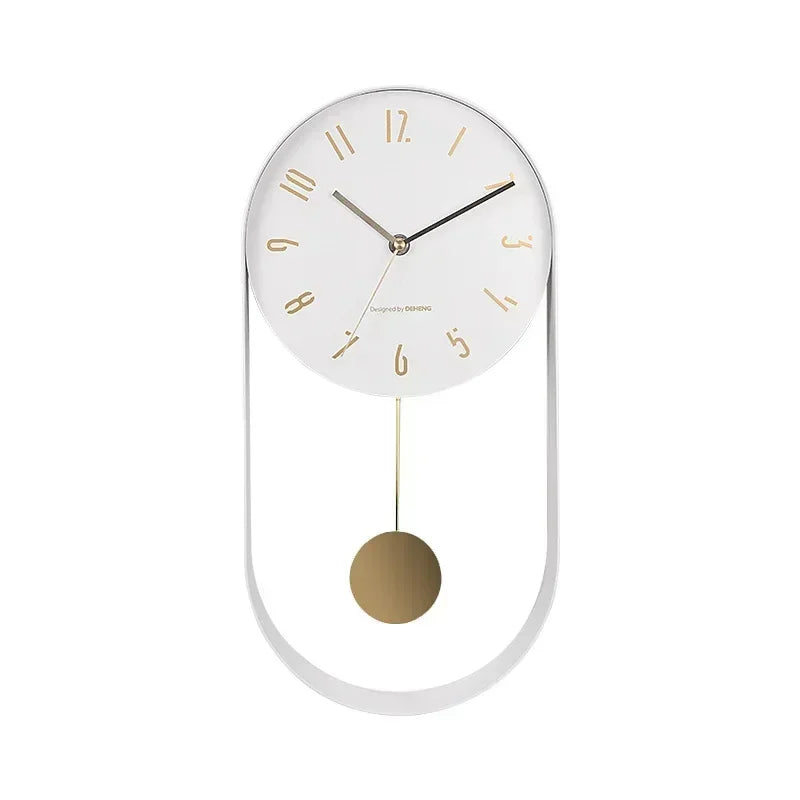 Bedroom Living Room Modern Decoration Single Pendulum Battery Driven Non Ticking Swinging Wall Clock