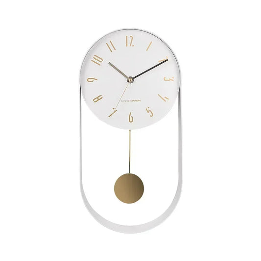 Bedroom Living Room Modern Decoration Single Pendulum Battery Driven Non Ticking Swinging Wall Clock
