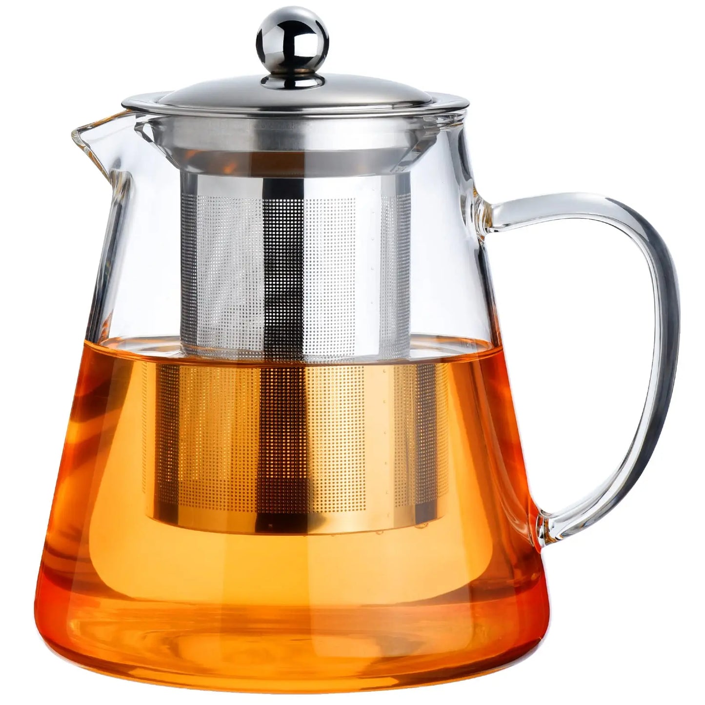 Glass Teapot Stovetop with Removable 18/8 Stainless Steel Infuser, suitable for camping