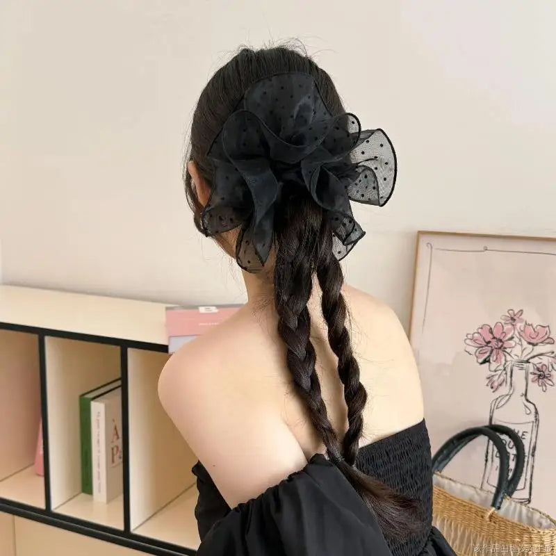 Women's Hair Accessories; Big Black Scrunchies Hairties for Buns and Ponytails, Chic Headwear Hair Bands