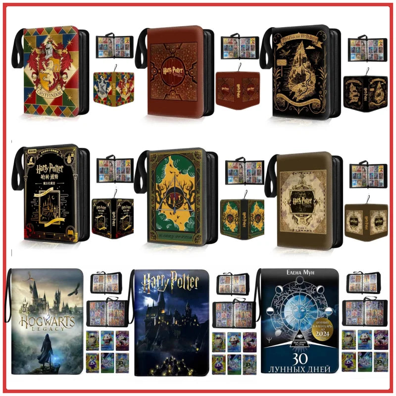 Harry Potter Card Book  Binder Album Holder Collcetion Card 900pcs Card Holder 9 Grid PU Gold Stamping Folder Toy Gift
