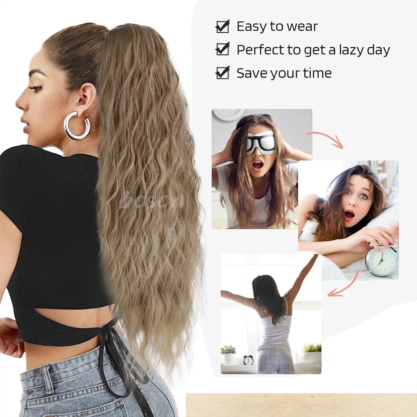 Synthetic Ponytail Extension Curly Wavy Drawstring Ponytail Hair Extensions for Women Clip in Pony Tails Hairpieces Daily Party