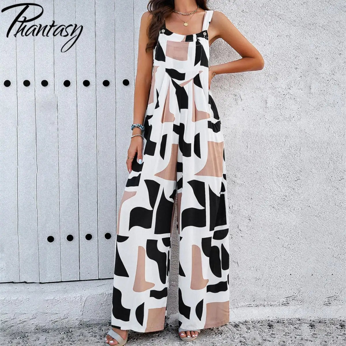 Phantasy Ladies Printing Jumpers Fashion Loose Casual Sleeveless Streetwear Elegant Rompers Women Playsuits Jumpsuits 2025